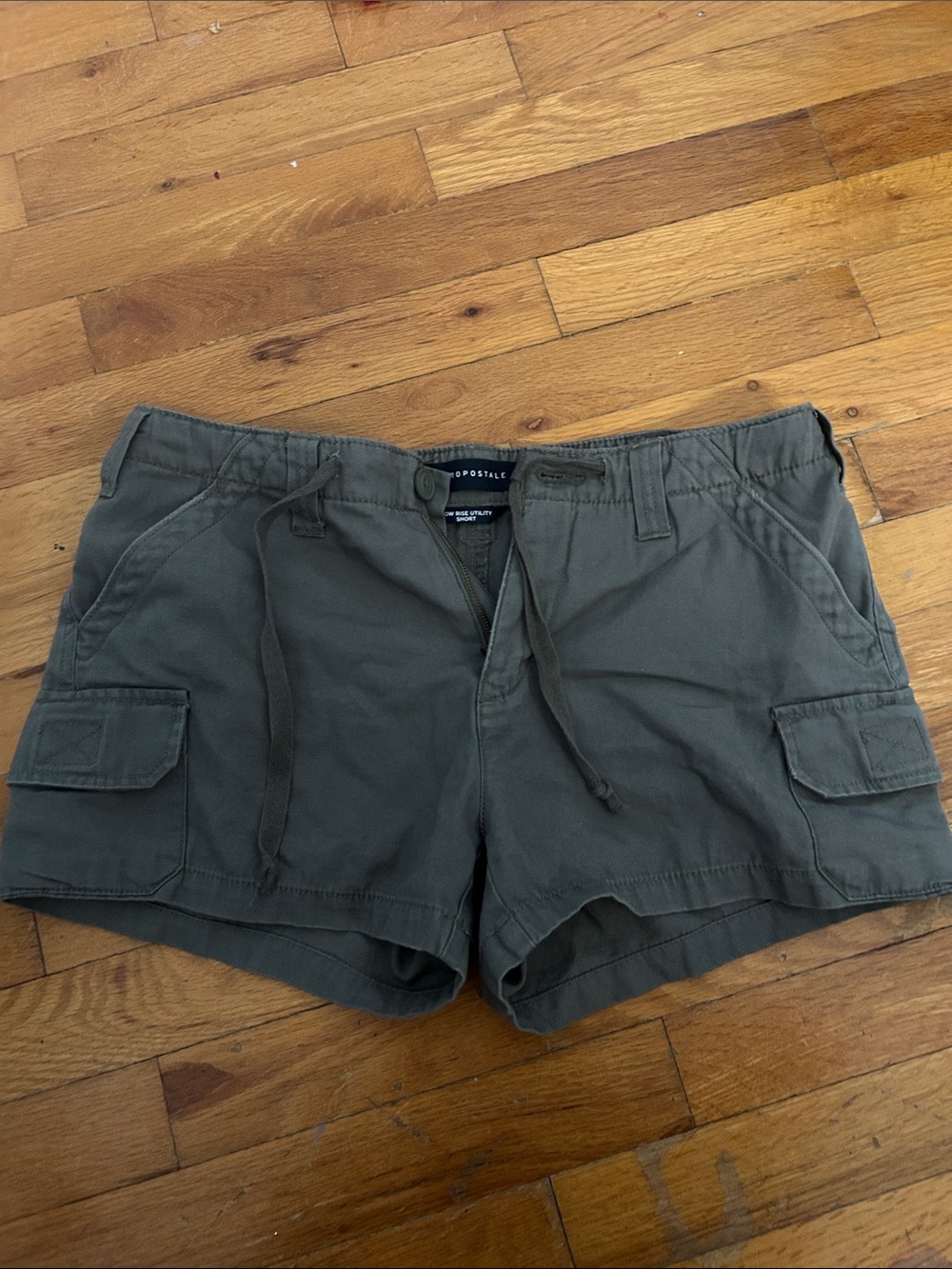 Aeropostale Olive Cargo Drawstring Shorts - Dark Olive